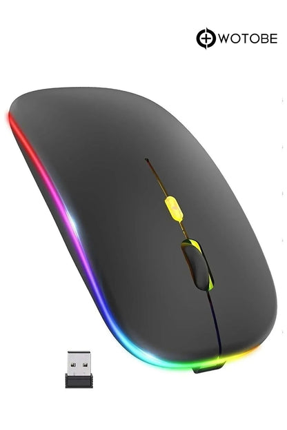 Rgb Ledli Şarj Edilebilir Sessiz Tıklamalı Ergonomik Çift Modlu Kablosuz Bluetooth Mouse Gtx Çok Renkli