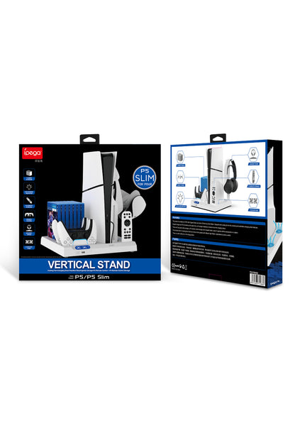 İpega Ps5 Slim Dijital/ps5 Slim Disk Multifonksiyonel Şarjlı,soğutucu Fanlı,vr Standlı Cd Raf Stand