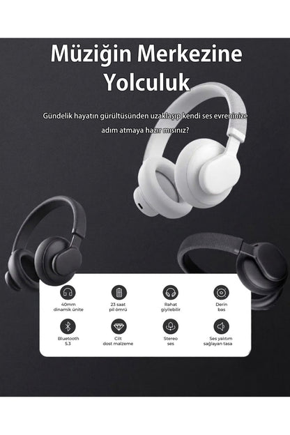 ANC Bluetooth 5.3 Hibrit Kulak Üstü Kablosuz Kulaklık - H1