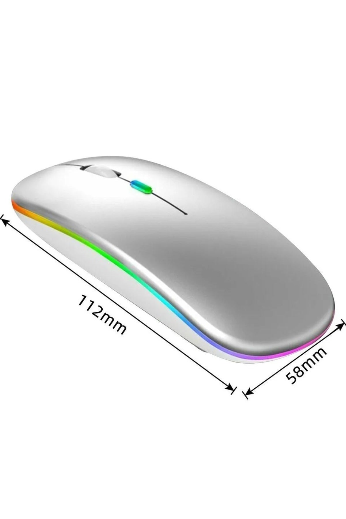 Rgb Ledli Şarj Edilebilir Sessiz Tıklamalı Ergonomik Çift Modlu Kablosuz Bluetooth Mouse Gtx Çok Renkli