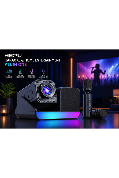 HP-SP01 Edition Projeksiyon Speaker Mikrofon 3in1 Taşınabilir Android 11 Akıllı Sinema 1GBRam 8GBRom