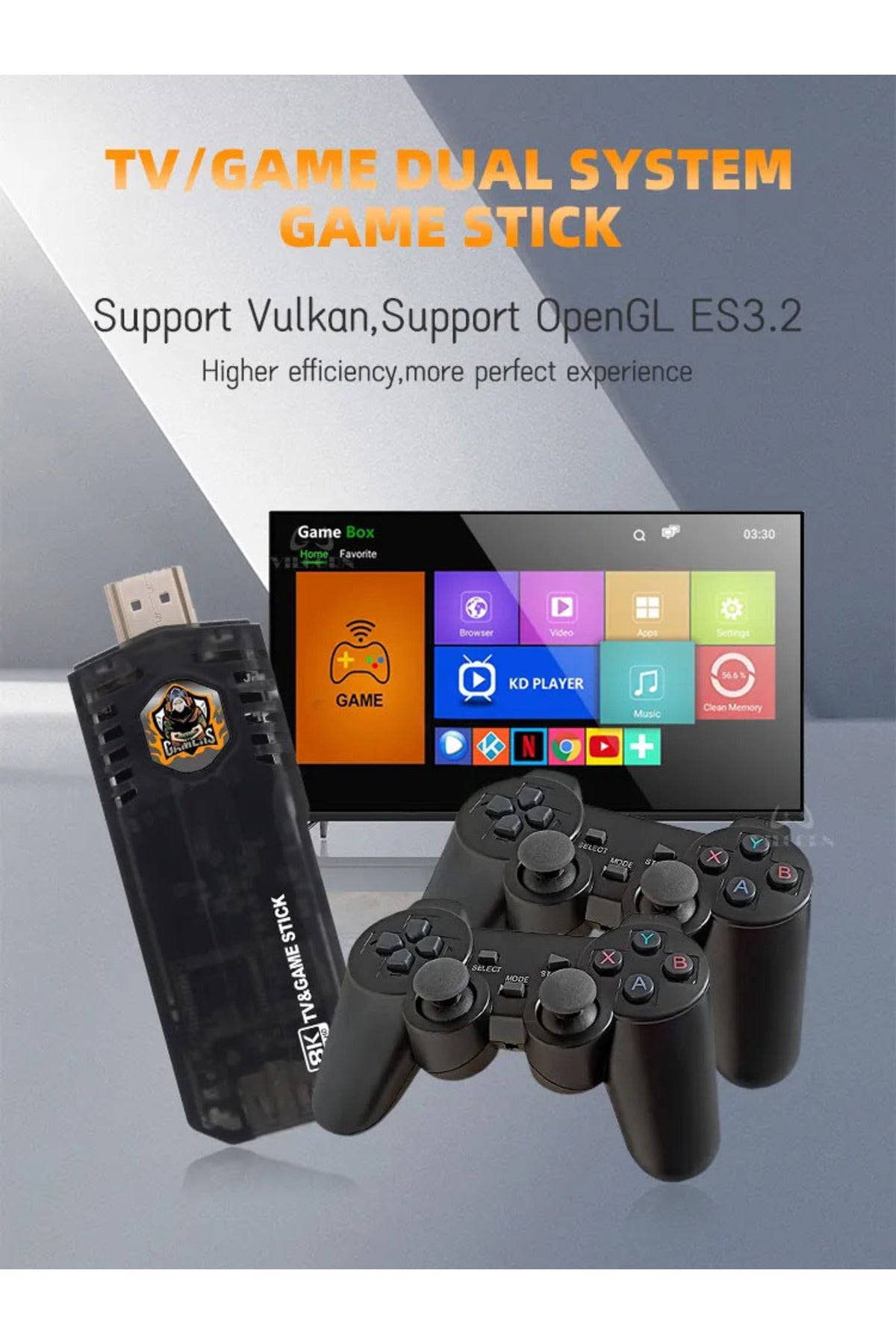 X8 Hdmı 4k Stick 64gb 10.000 Oyunlu Android Retro Tv Oyun Konsolu
