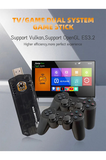 X8 Hdmı 4k Stick 64gb 10.000 Oyunlu Android Retro Tv Oyun Konsolu