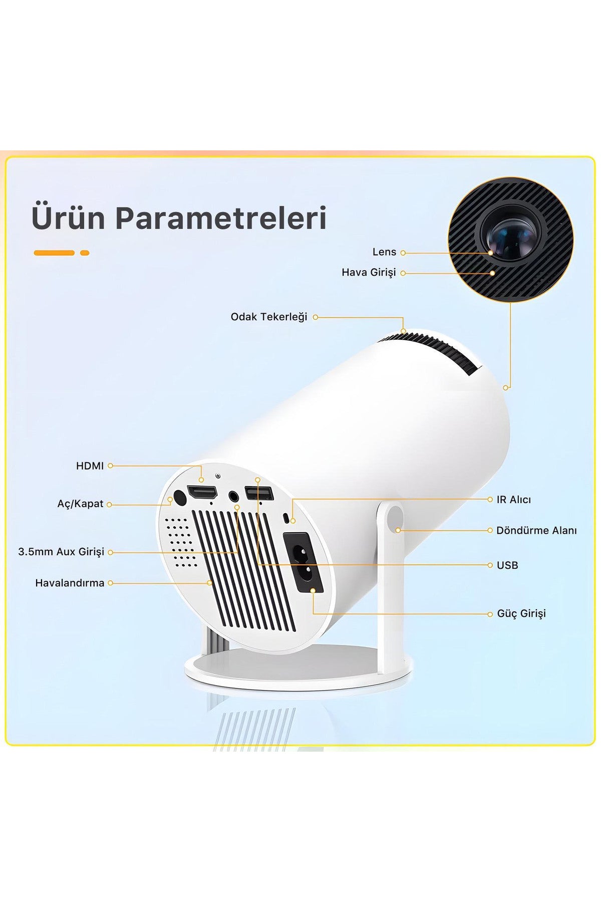 İbix Vega Android Projeksiyon Cihazı Hd 1280×720 4k Desteği 170 Ansı Lümen Wifi Bluetooth Uyumlu