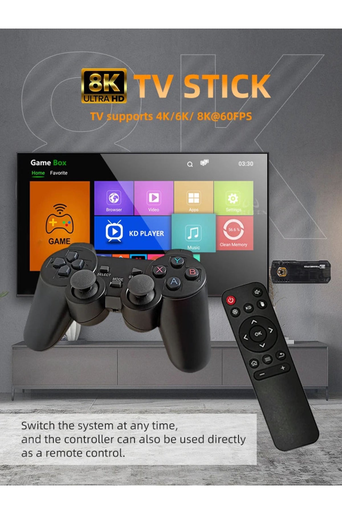 X8 Hdmı 4k Stick 64gb 10.000 Oyunlu Android Retro Tv Oyun Konsolu