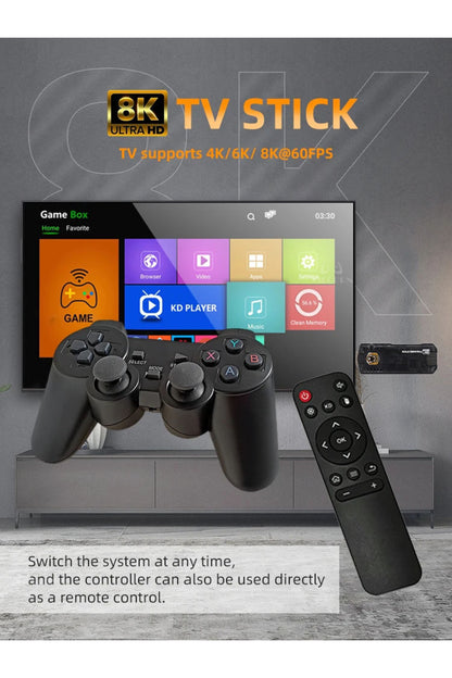 X8 Hdmı 4k Stick 64gb 10.000 Oyunlu Android Retro Tv Oyun Konsolu