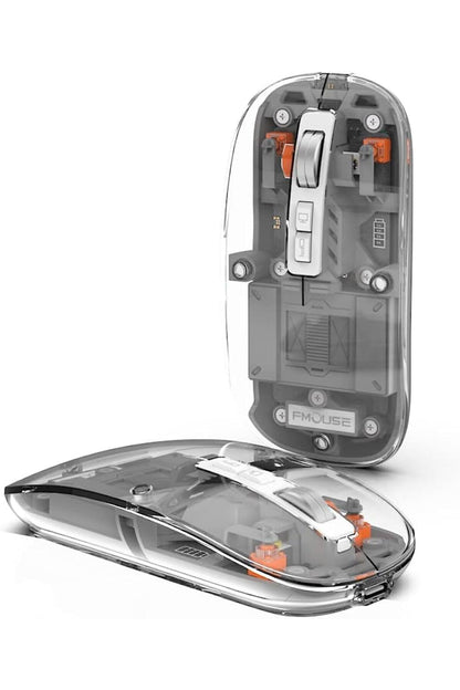FMOUSE M133 Şeffaf Kablosuz Bluetooth Mouse Üç Modlu Sessiz Şarj Edilebilir