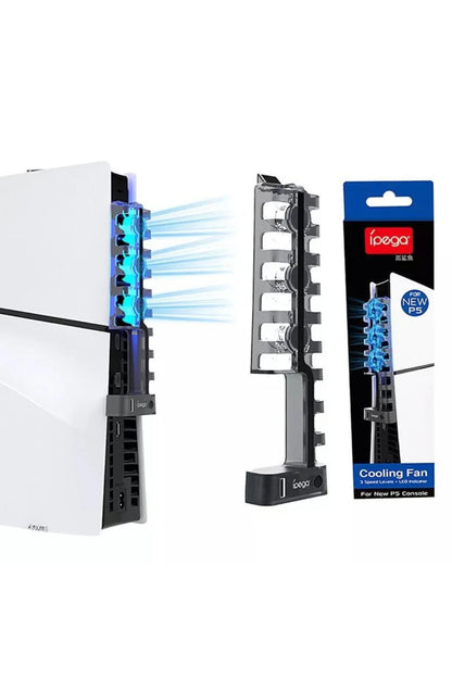 PG-P5S005 PS5 Slim Disk-PS5 Slim Dijital Uyumlu 3 Kademeli LED Işıklı Arka Soğutucu Fan