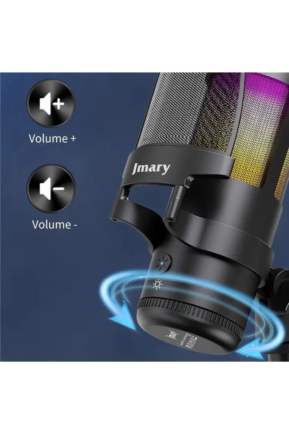 Mc-pw13 Rgb Led Condenser Usb Asmr Stüdyo Mikrofonu Siyah