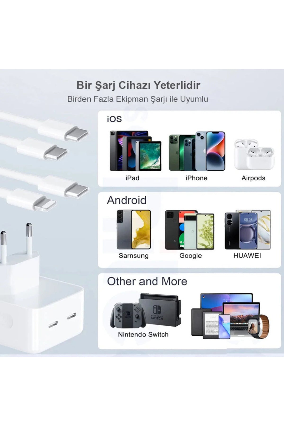 50 W Çift Usb-c Bağlantı Noktalı Güç Adaptörü