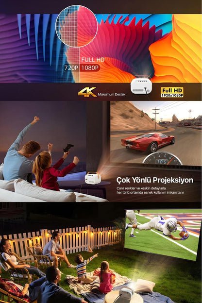 Vega Iı Android Projeksiyon Cihazı Full Hd 1920 1080 4k Desteği 200 Ansı Lümen Wifi Bluetooth Uyumlu