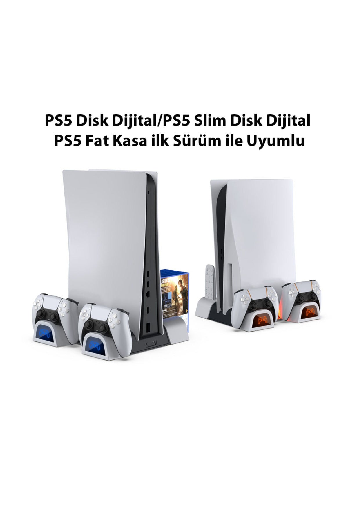Ps5 Disk Dijital/ps5 Slim Disk Dijital Uyumlu Multi Fonksiyonel Soğutucu Şarj İstasyonu