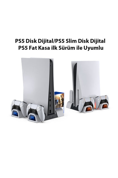 Ps5 Disk Dijital/ps5 Slim Disk Dijital Uyumlu Multi Fonksiyonel Soğutucu Şarj İstasyonu