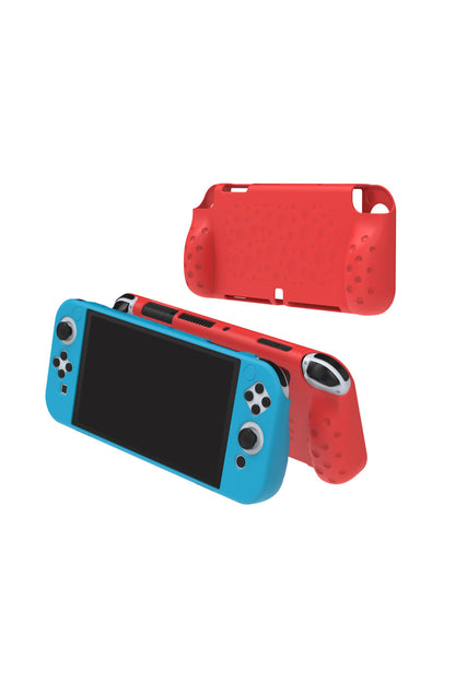 Nintendo Switch Oled El Destekli Grip Tasarımlı Koruyucu Silikon Kılıf Mavi