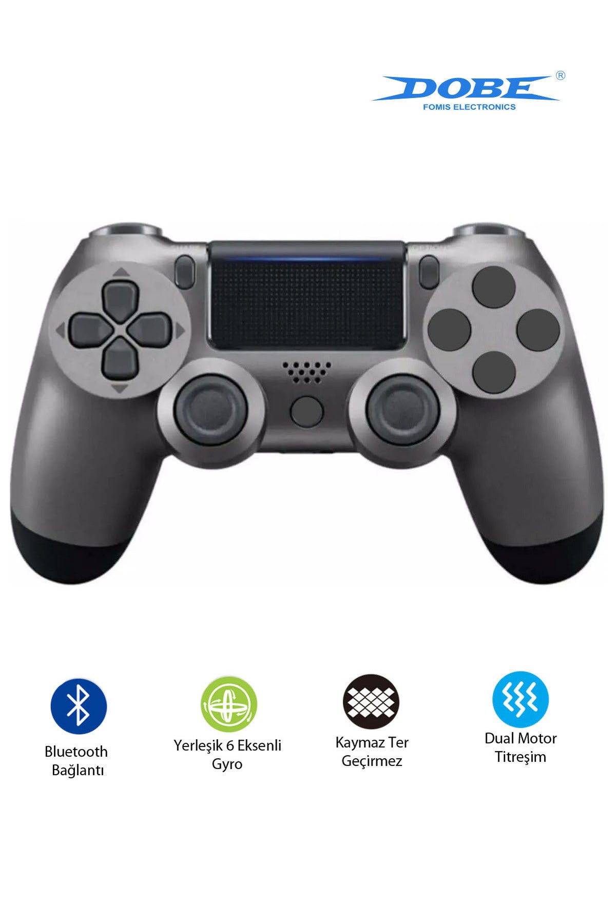 Ps4-pc-android Box-android-Apple Uyumlu iOS Telefon Tablet Titreşimli Bluetooth Oyun Kolu Kamo Gri