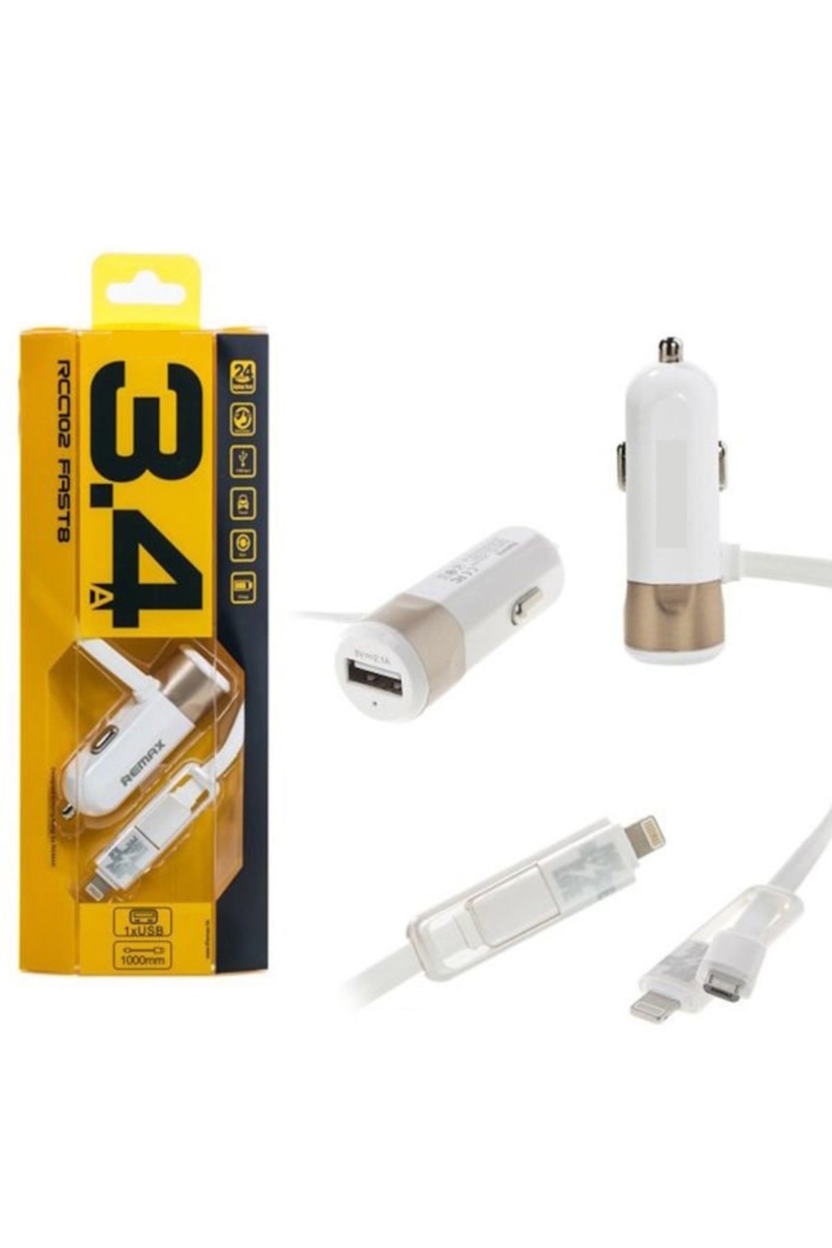 3.4 Mah Dual Usb Kablolu Turbo Araç Şarjı