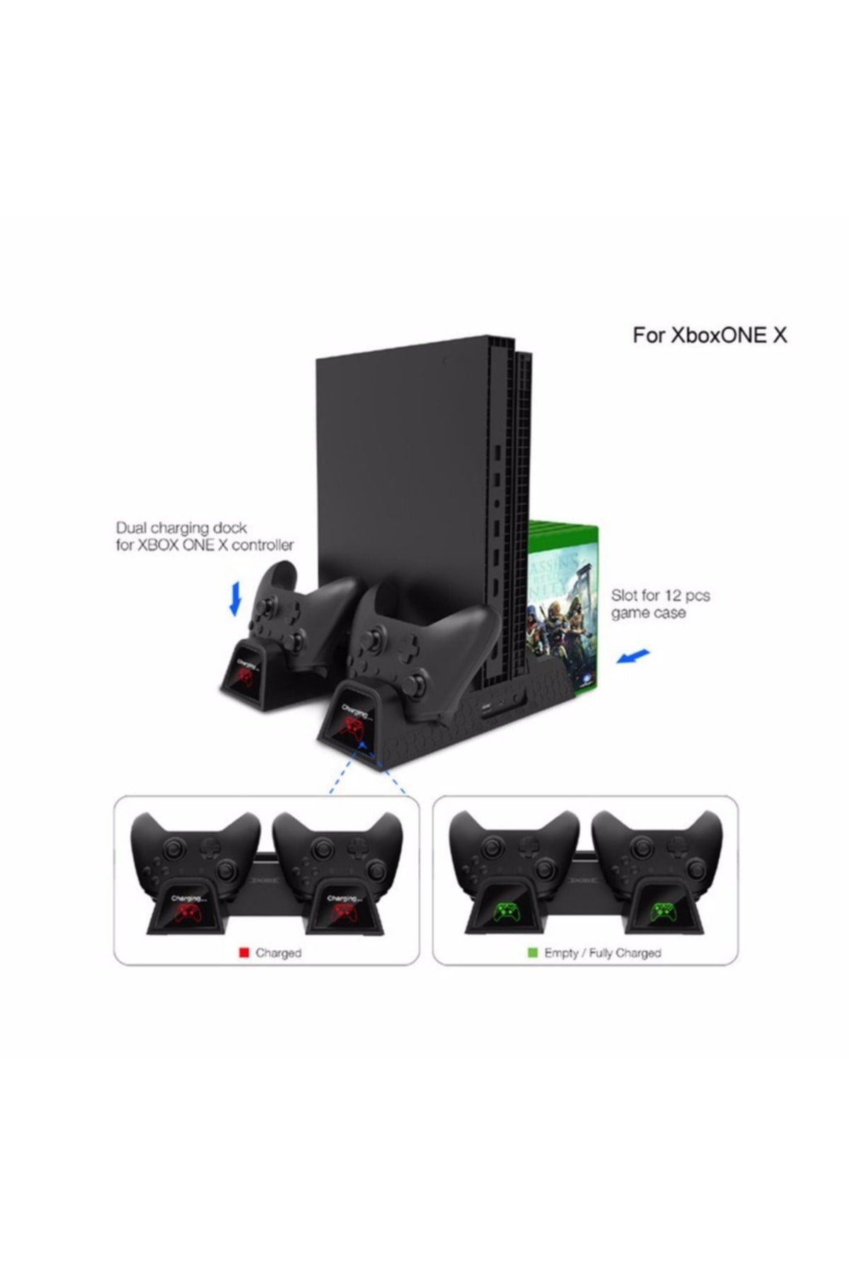 Microsoft Xbox One (s) (x) Fonksiyonel Stand + 2 Ad Batarya
