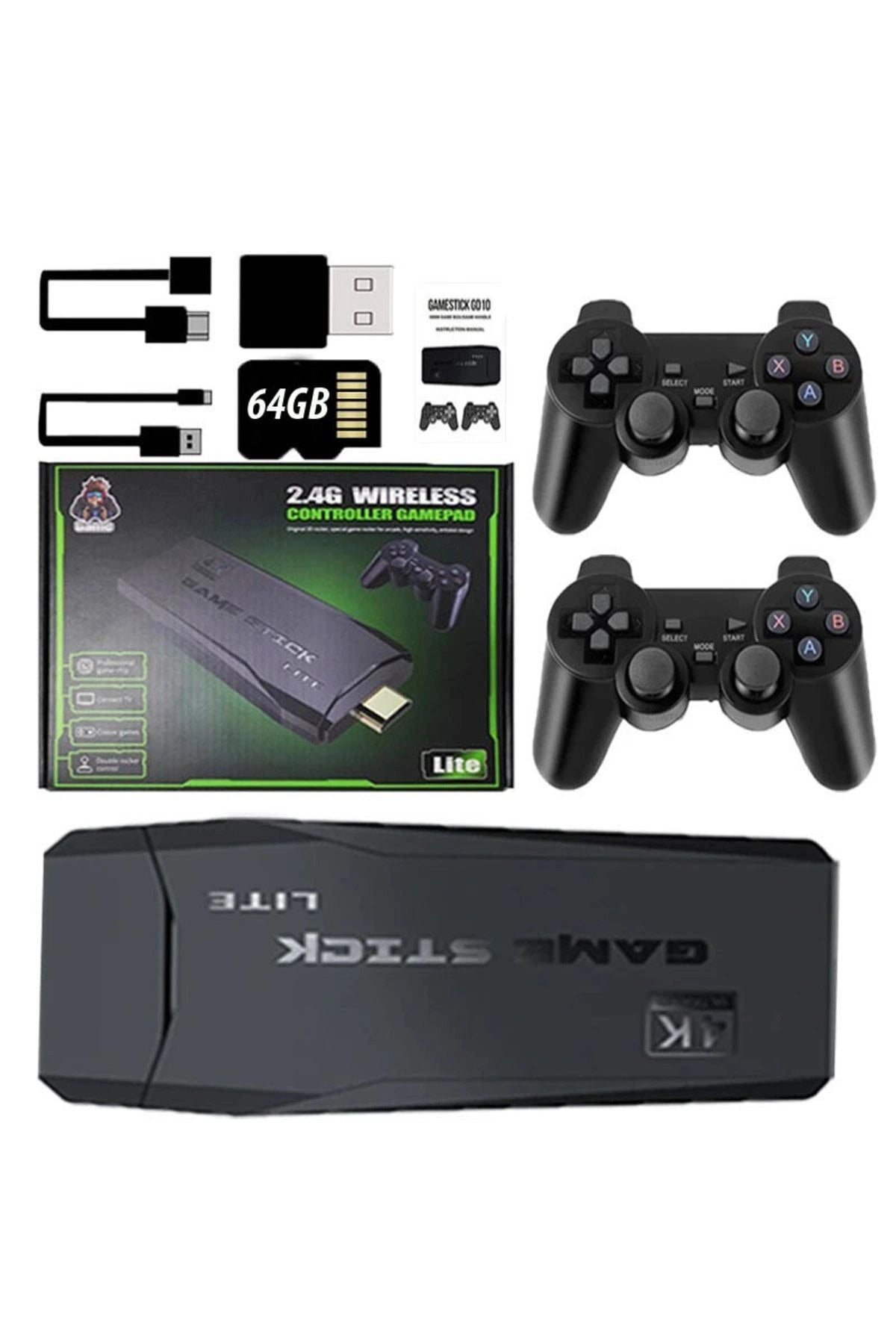 M8 Plus Mini Hdmı 4k 2.4g 64gb Kablosuz Gb/gba/gbc Çift Kollu Tv Oyun Konsolu U-lite Siyah