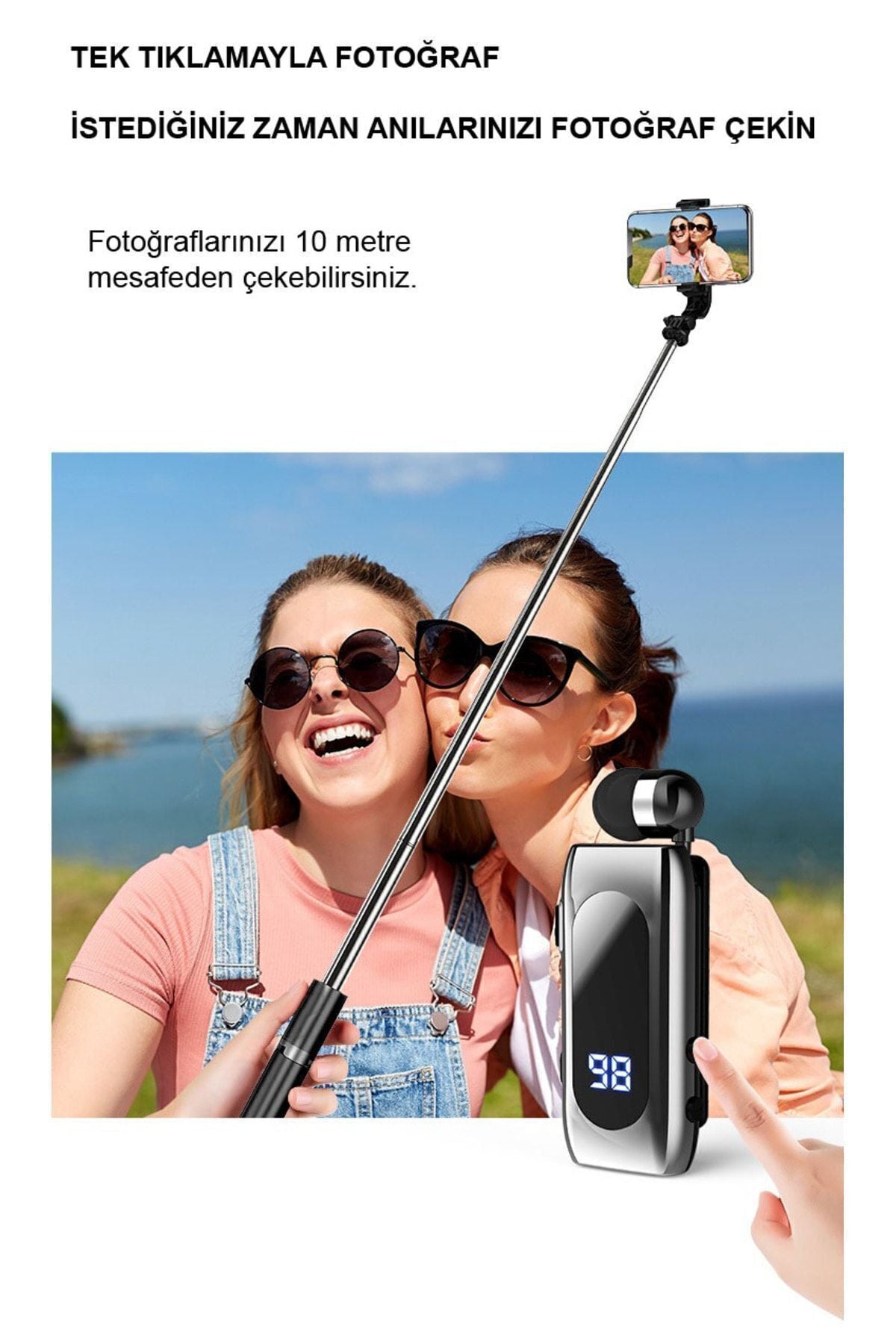 F210 Led Ekranlı 25saat Konuşma Süreli Çift Telefon Destekli Makaralı Bluetooth Kulaklık