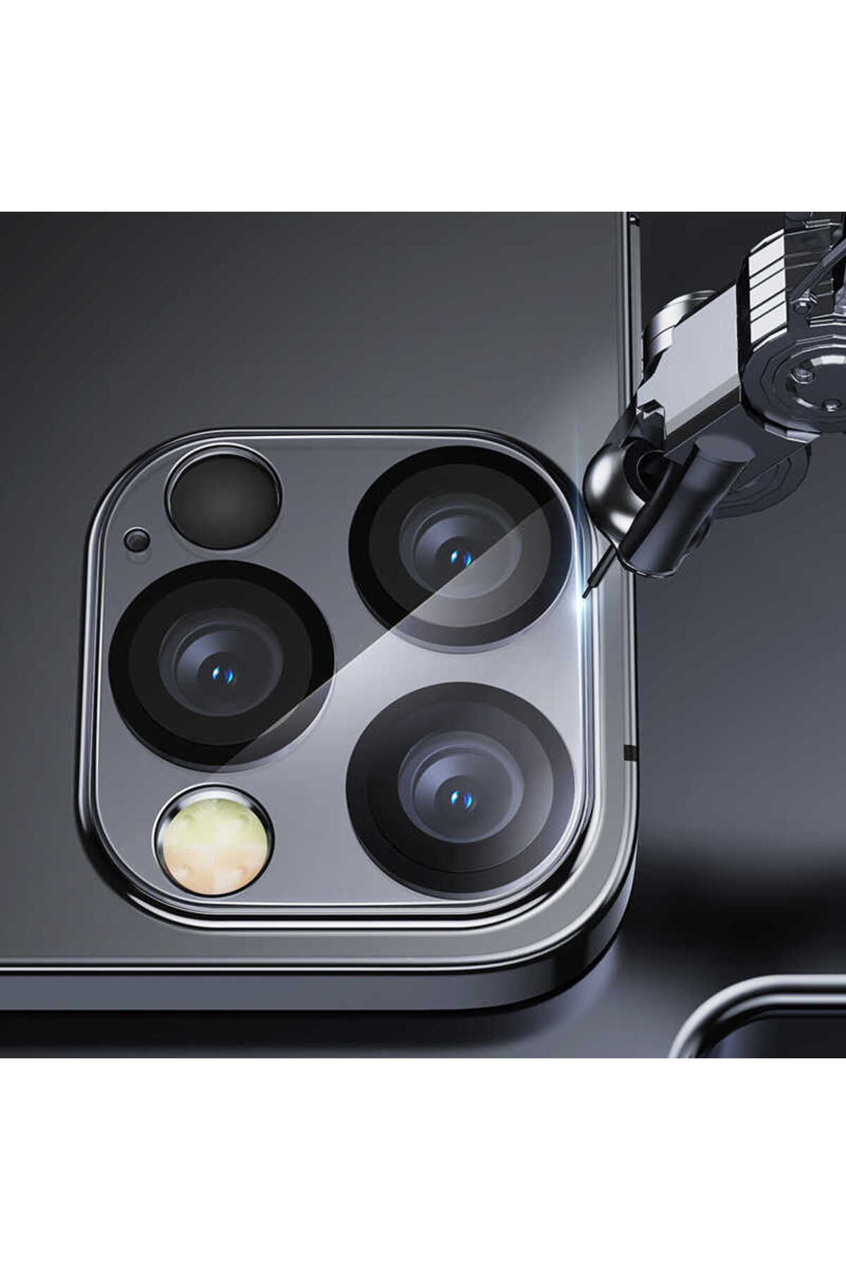 Apple Uyumlu iPhone 12 Pro Integrated Kamera Lens Koruyucu Cam Şeffaf