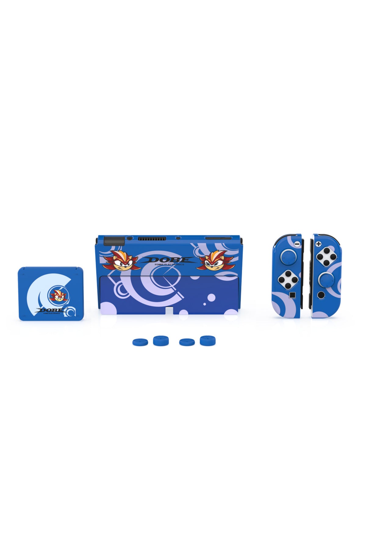 Switch Oled 3in1 Standlı Rnkli Kılıf Analog Yükseltici Ve Koruyucu Kart Kutusu Mavi