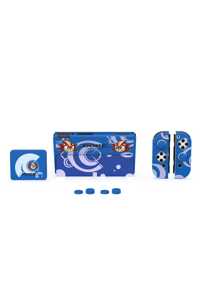Switch Oled 3in1 Standlı Rnkli Kılıf Analog Yükseltici Ve Koruyucu Kart Kutusu Mavi