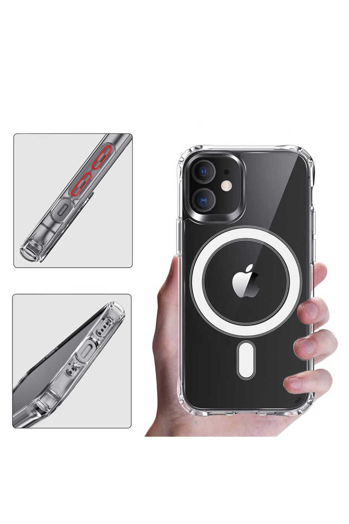 Apple Uyumlu iPhone 12 Pro Kılıf Tacsafe Wireless Kapak Siyah Kılıf