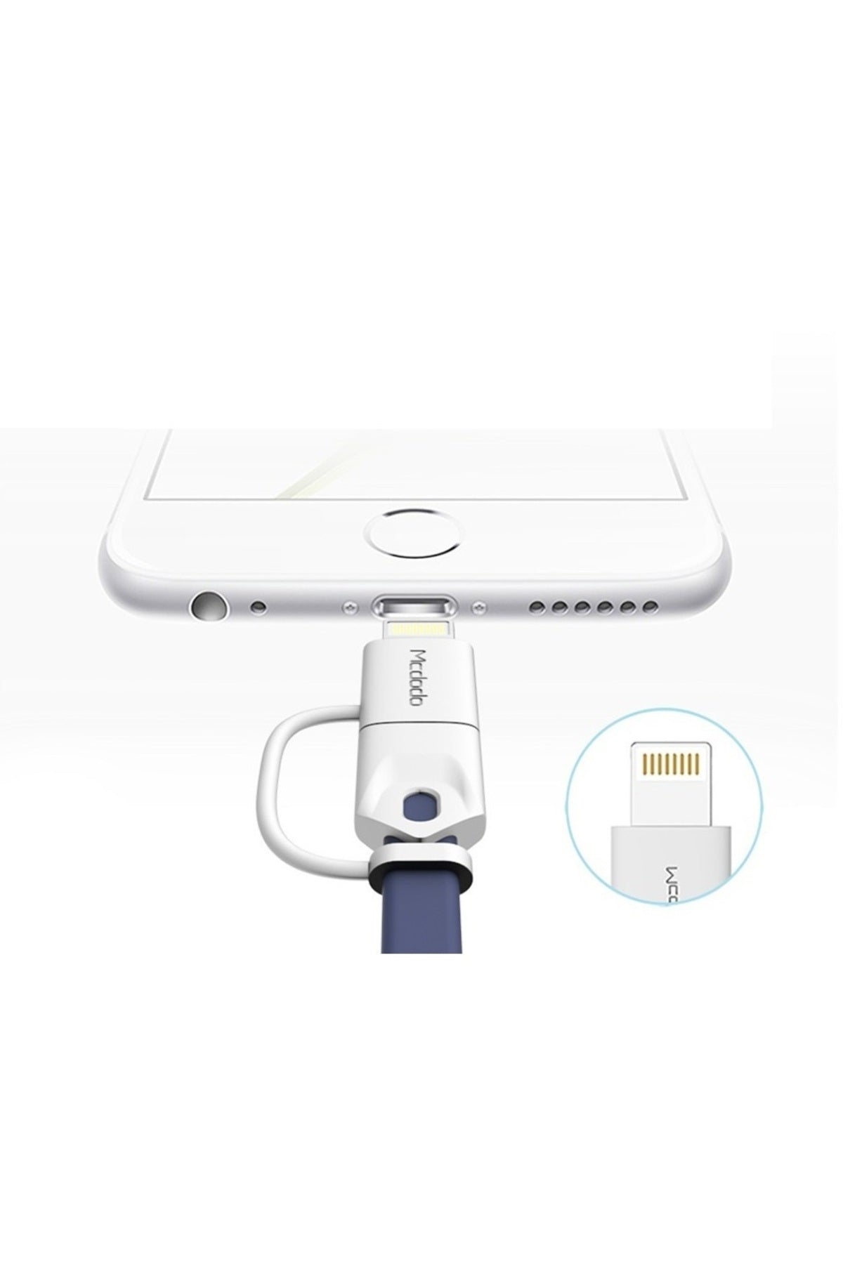 Apple Uyumlu iPhone Lightning Micro Usb Akıllı Şarj Data Kablosu Kırmızı