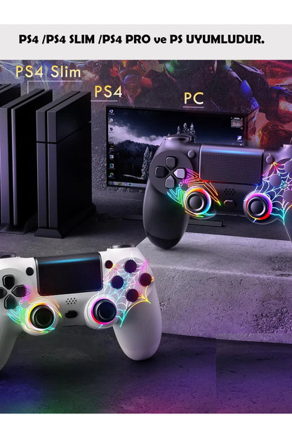 Ps4/pc Uyumlu Rgb Çift Motor Titreşimli Spiderman Bluetooth Oyun Kolu