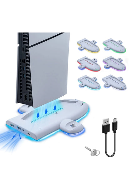 Ps5 Slim Ve Ps5 Slim Dijital Uyumlu Rgb Işıklı Multi Fonksiyon Soğutma Ve Şarj Ünitesi