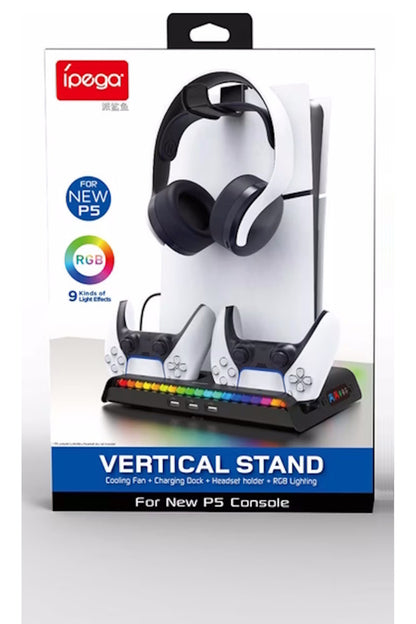 PS5 Pro/PS5 Slim Uyumlu RGB Şarj İstasyonlu Soğutucu Stand - PG-P5S006