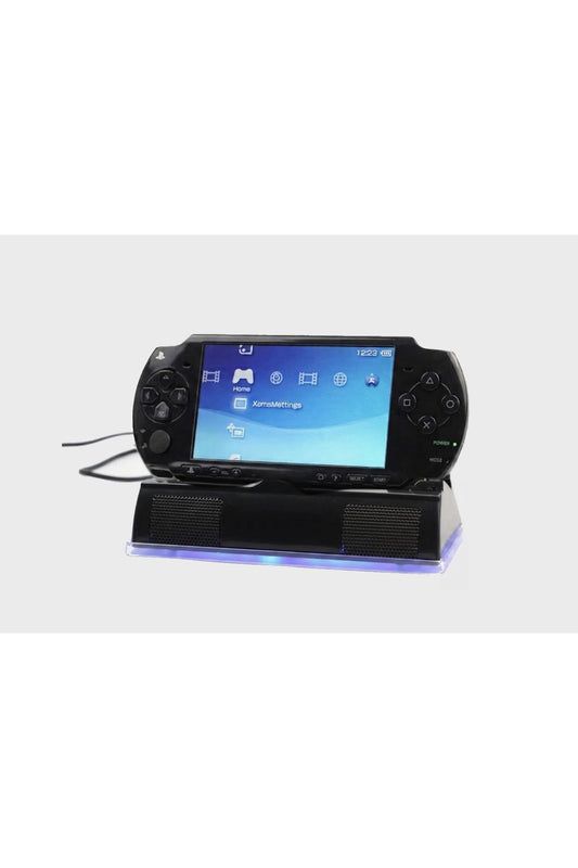PSP 3000/2000 Uyumlu 3in1 Mavi Led Işık Hoparlörlü Şarj Standı - WT-P32