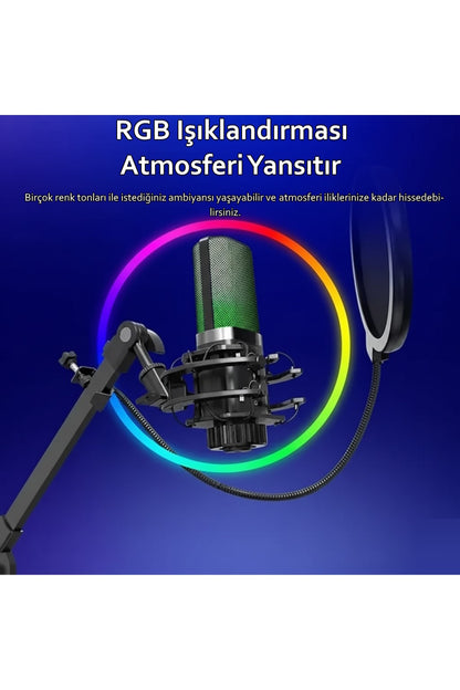X3R RGB USB Condenser Profesyonel Mikrofon