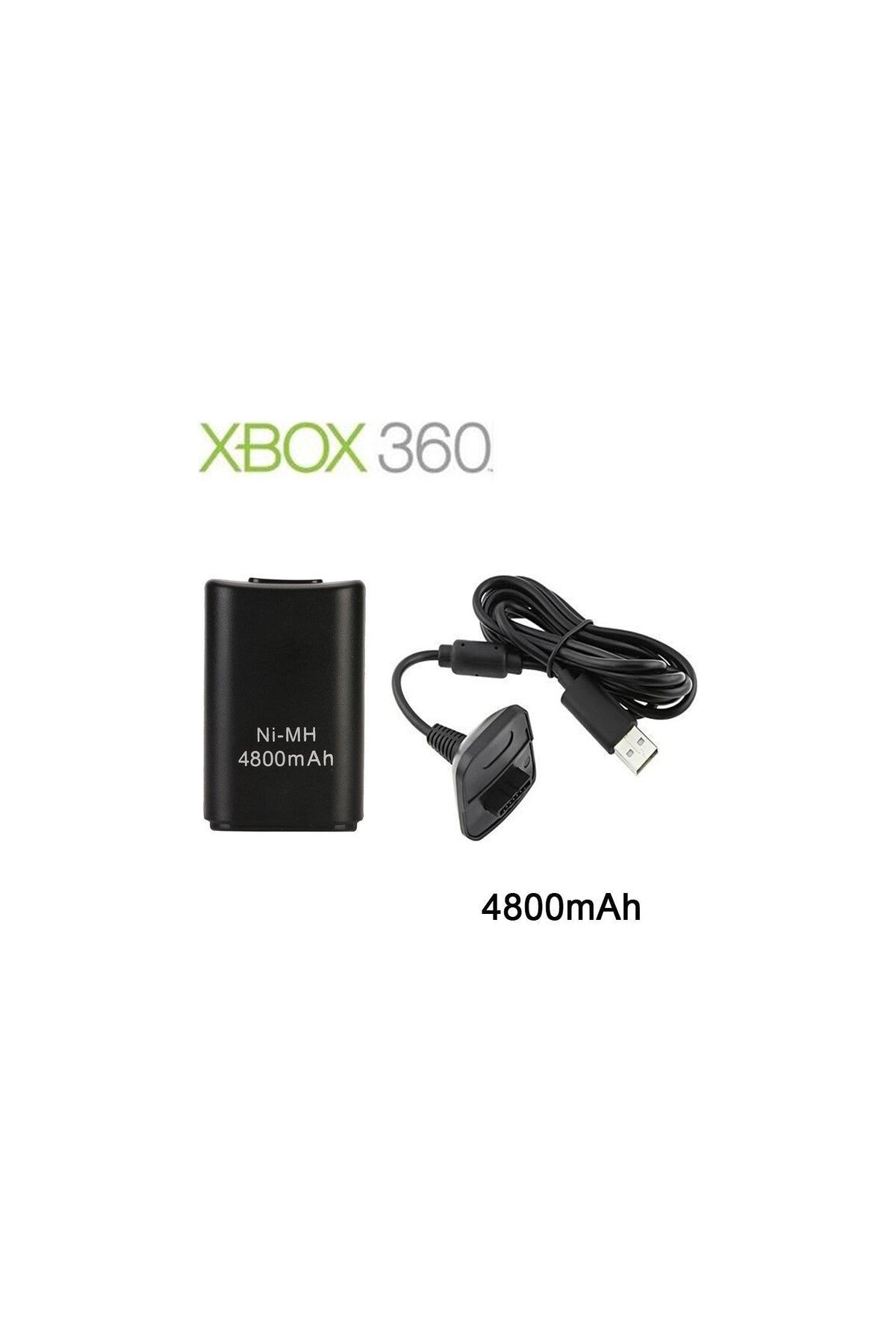 Xbox 360 Kontroller Için 4800 Mah Şarjlı Nı-mh Pil Ve Kablo Seti