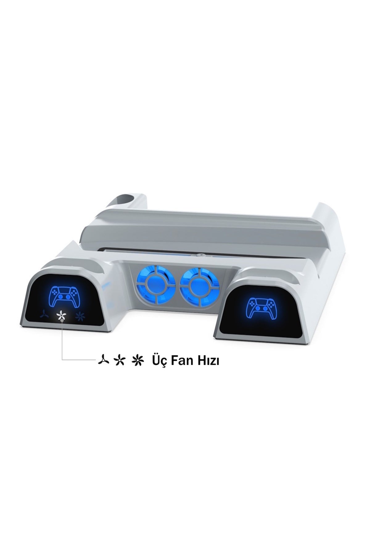 PS5/PS5 Pro/PS5 Slim Uyumlu LED Işıklı Soğutucu Fanlı Şarj İstasyonu - 1511PR
