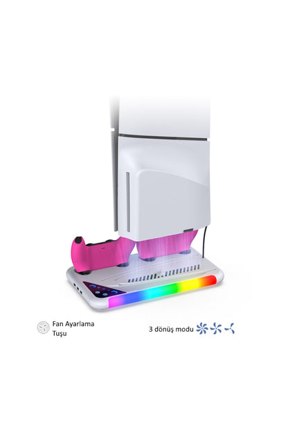 TP5-3557D Beyaz P5/P5 Pro/P5 Slim RGB Şarj İstasyonlu Soğutucu Fan