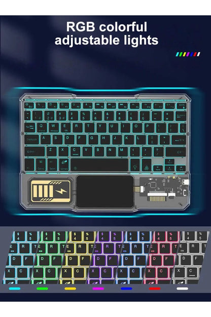 KB-333 RGB Işıklı Cep Telefonu-Tablet-Notebook-PC-IOS Uyumlu Bluetooth Klavye