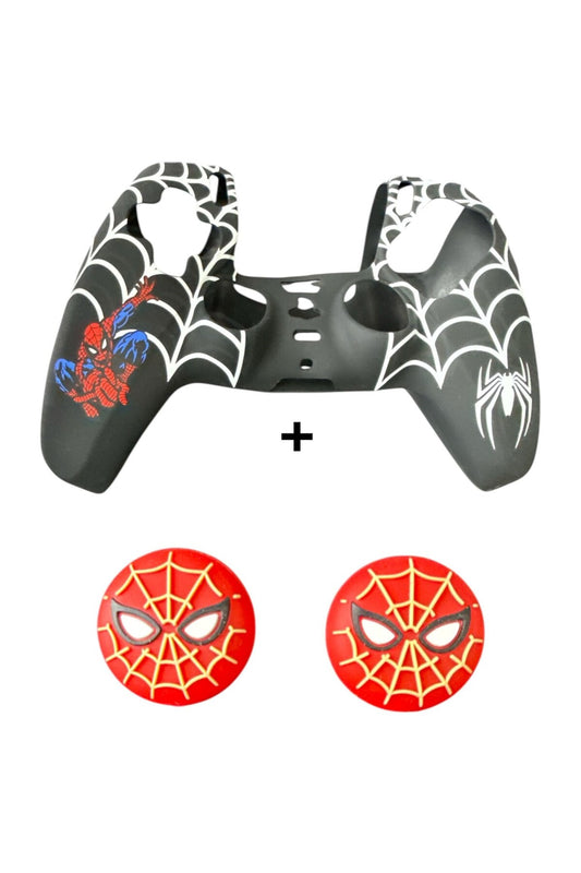 PS5 Dualsense Spider-Man Koruyucu Silikon Kılıf + Analog silikon Koruyucu
