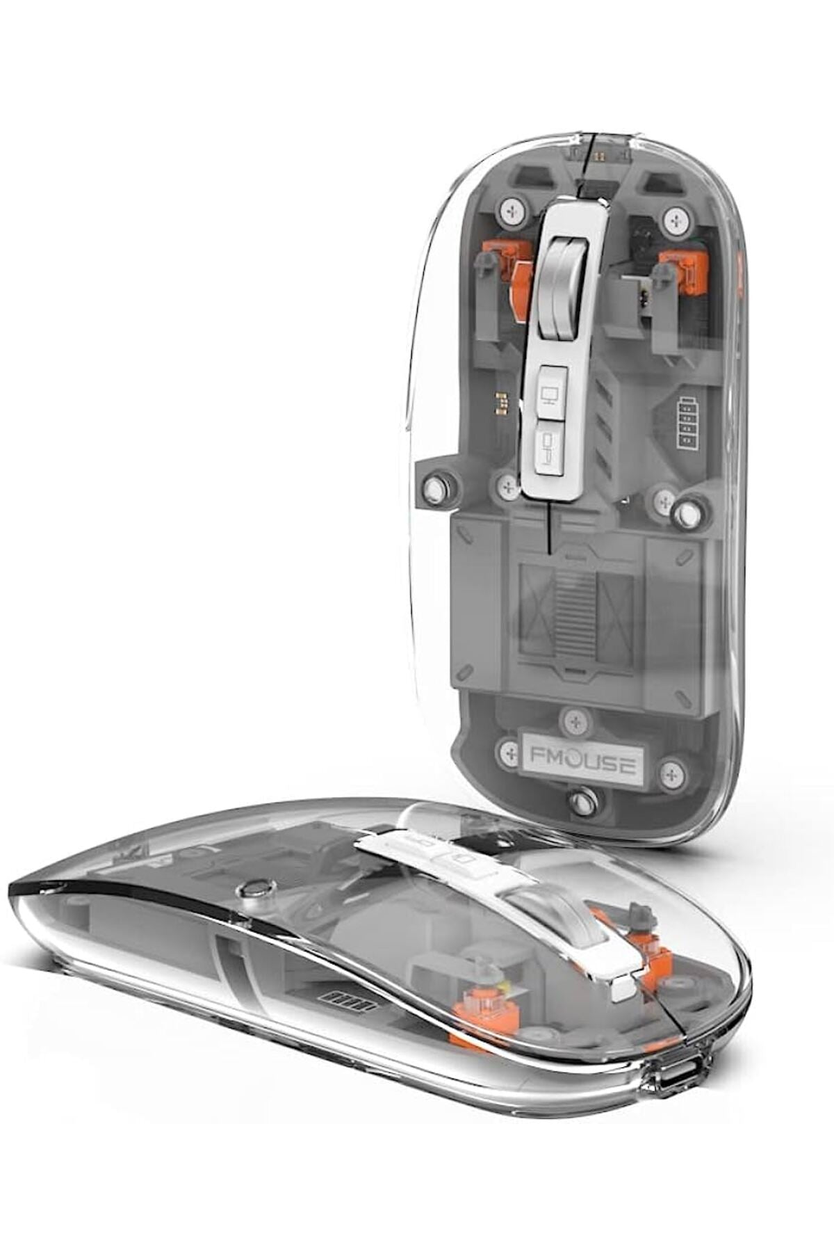 FMOUSE M133 Şeffaf Kablosuz Bluetooth Mouse Üç Modlu Sessiz Şarj Edilebilir