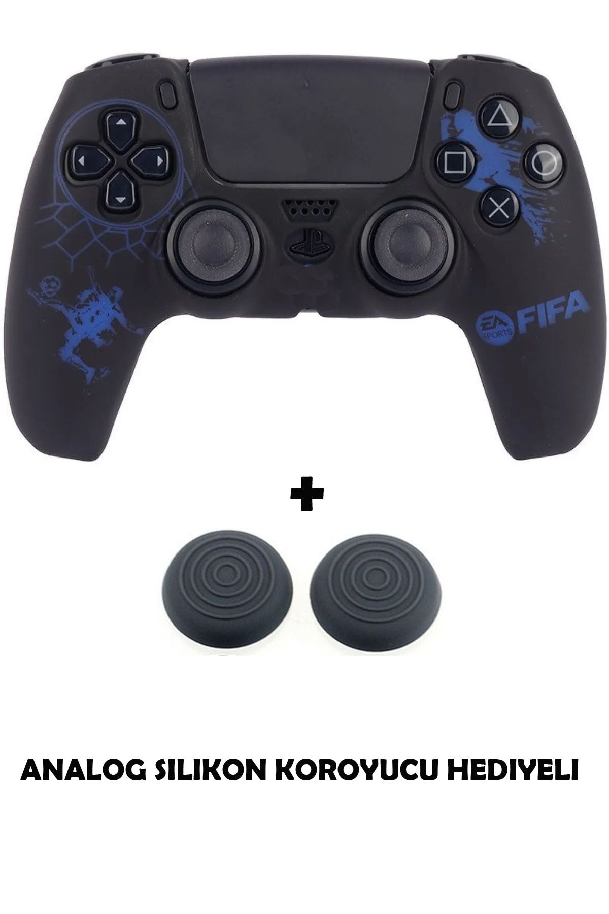 Ps5 Dualsense Futbol Takımı Temalı Koruyucu Silikon Kılıf + Analog Silikon Koruyucu Fiffa Mavi