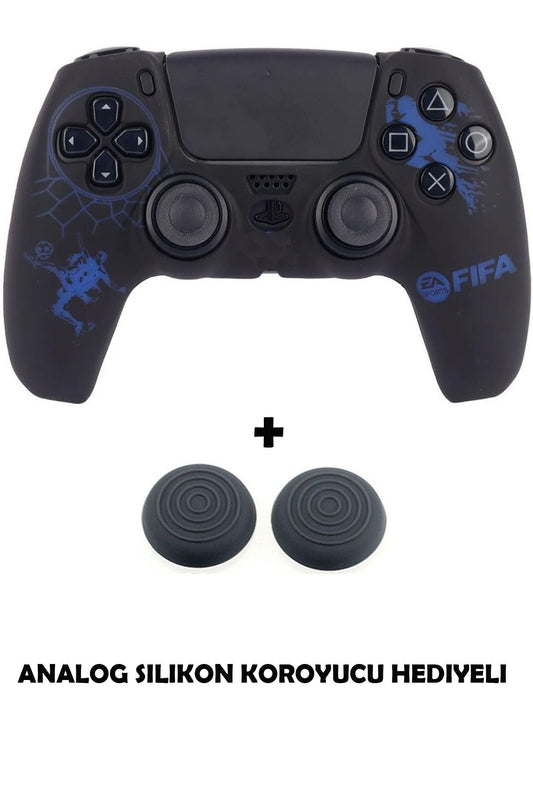 Ps5 Dualsense Futbol Takımı Temalı Koruyucu Silikon Kılıf + Analog Silikon Koruyucu Fiffa Mavi
