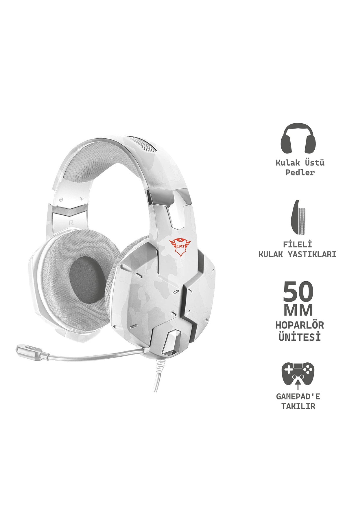 Gxt 322w Carus Snow Beyaz Kamuflaj Gamer Kulaklık Siyah