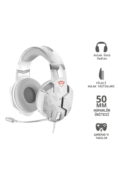 Gxt 322w Carus Snow Beyaz Kamuflaj Gamer Kulaklık Siyah