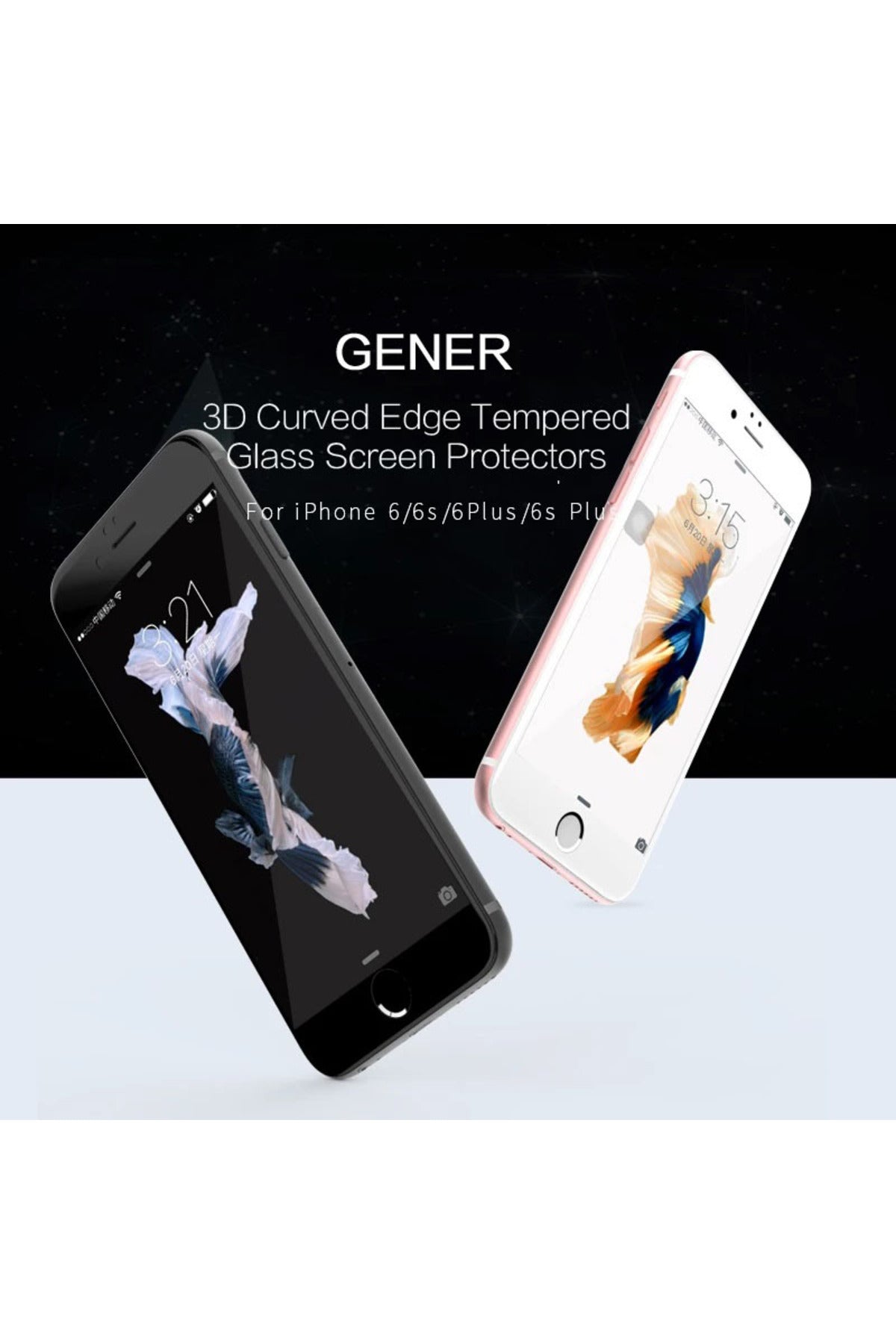 Gener Apple Uyumlu iPhone 6-6s 3d Temperli Full Cam Ekran Koruyucu-siyah