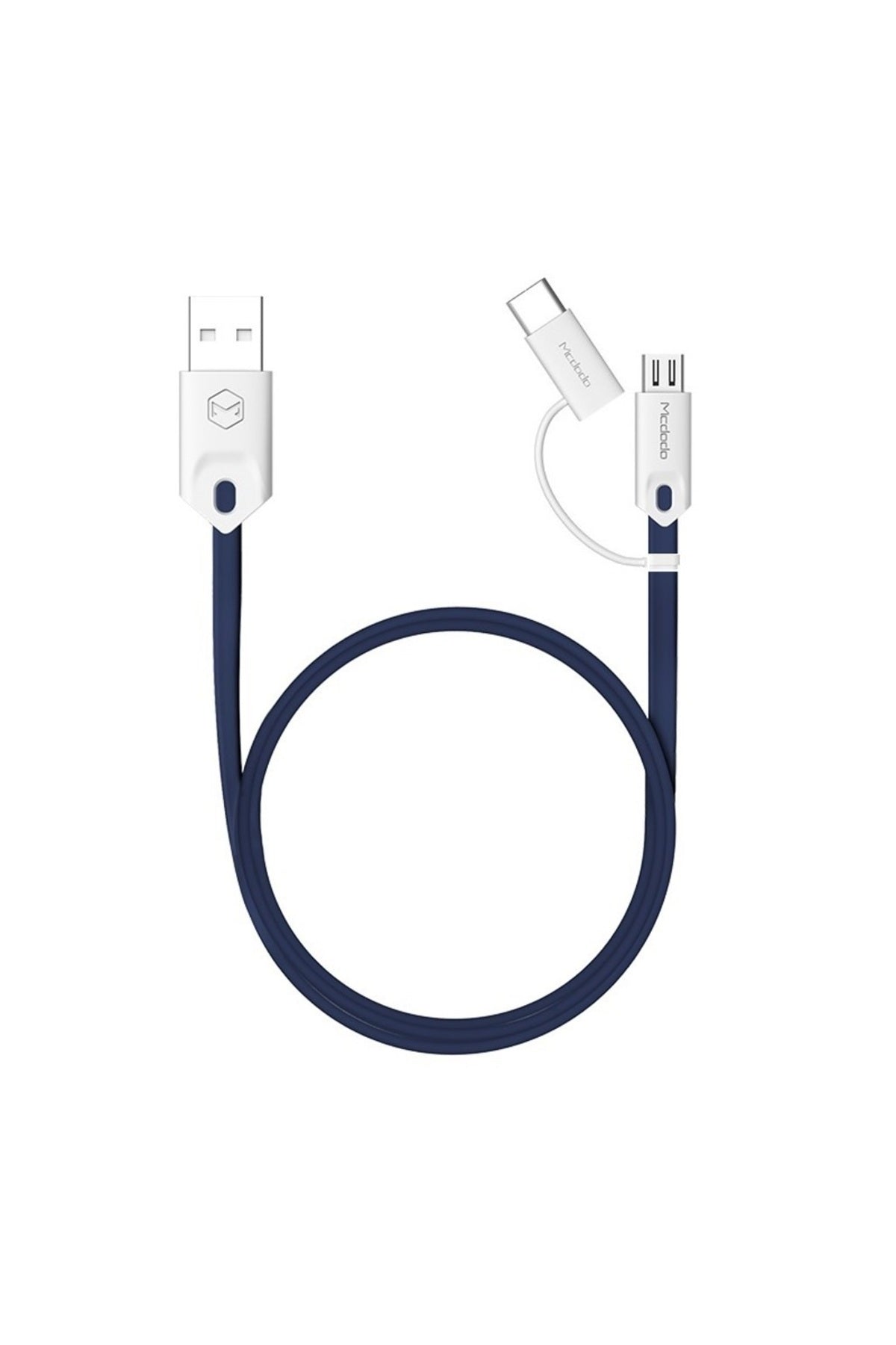 M-data 2in1 Type-c Micro Usb Şarj Data Kablosu Mavi