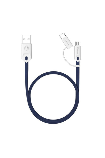 M-data 2in1 Type-c Micro Usb Şarj Data Kablosu Mavi