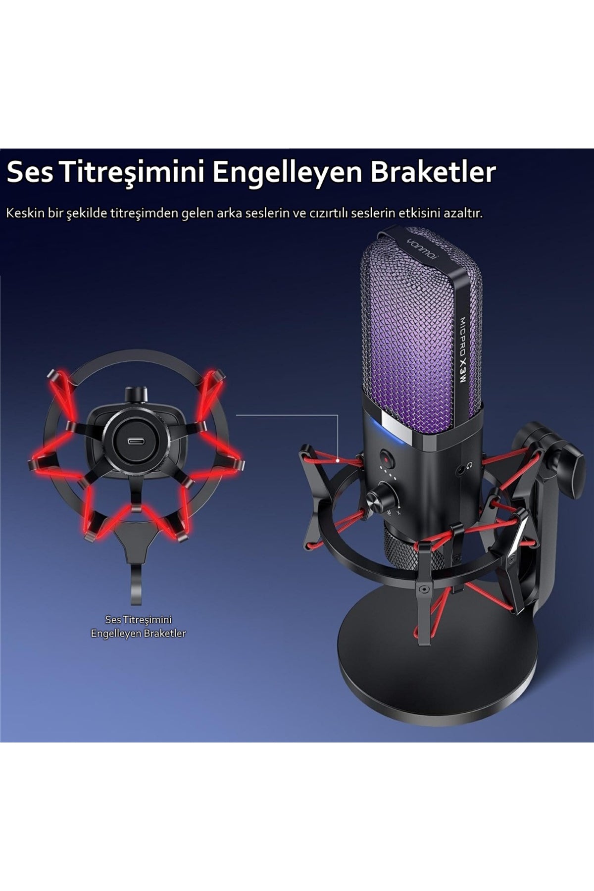 X3W RGB Kablolu/Kablosuz Condenser Mikrofon