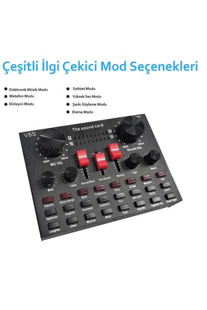 V8S USB Taşınabilir Profesyonel Stüdyo Mikser
