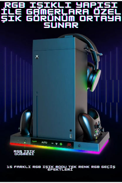 İpega Xbox Series X Smart 8in1 Rgb Işıklı Soğutucu Fanlı Şarj Standı