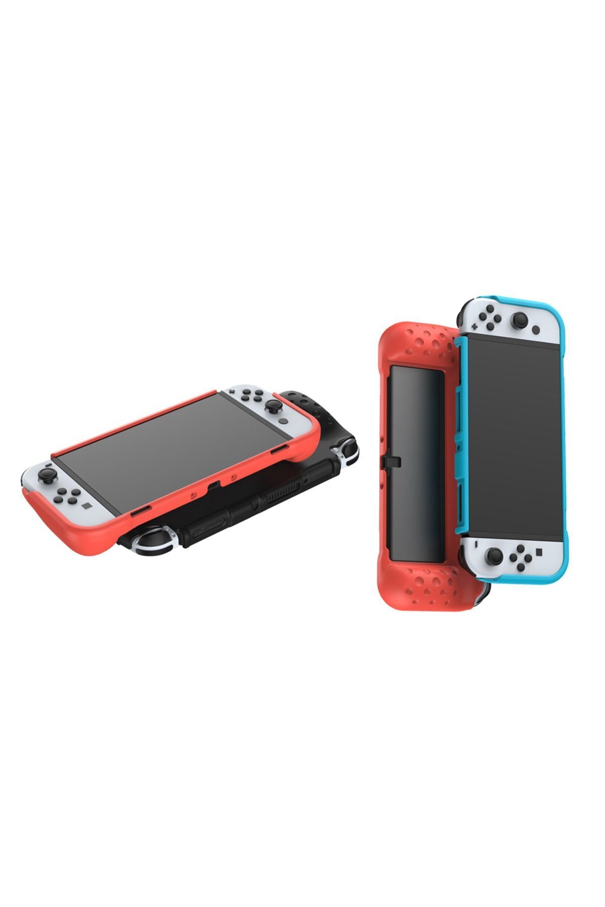 Nintendo Switch Oled El Destekli Grip Tasarımlı Koruyucu Silikon Kılıf Siyah